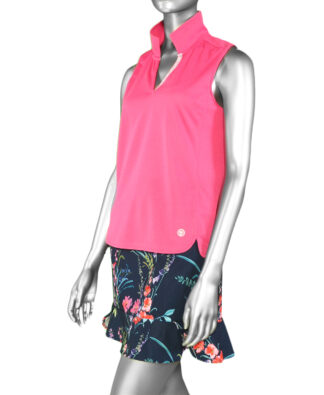 Tribal Sleeveless Polo- Magenta . Tribal Style: 4954O-3491-0807