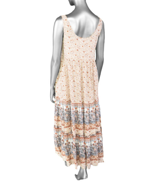 Tribal Border Print Maxi Dress- Warm Sand . Tribal Style: 7279O-729-2842 Back