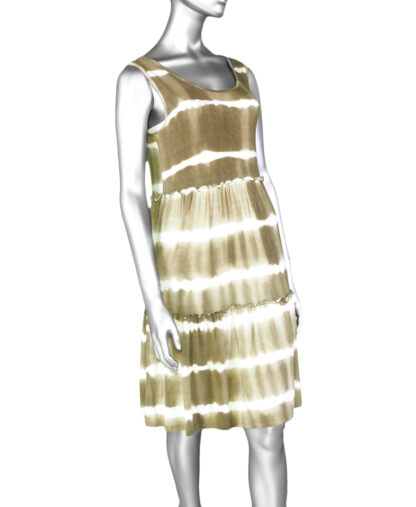 Tribal Sleeveless Dress with Flounce- Palm Leaf . Tribal Style: 6963O-4395-2850