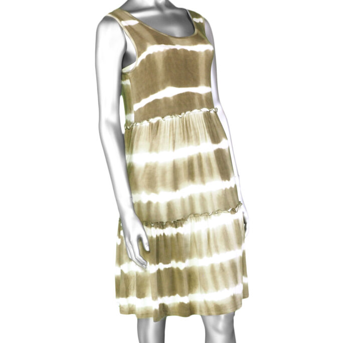 Tribal Sleeveless Dress with Flounce- Palm Leaf . Tribal Style: 6963O-4395-2850