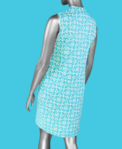 Lulu-B Sleeveless Scallop Neckline Dress- Tahitian Turquoise .  SPX4519P GFNT. back
