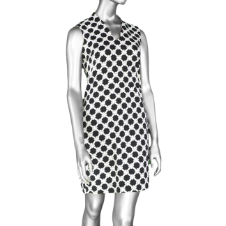 Lulu-B Sleeveless Scallop Neckline Dress- White & Black .  Style: SPX4519P RBLW . 