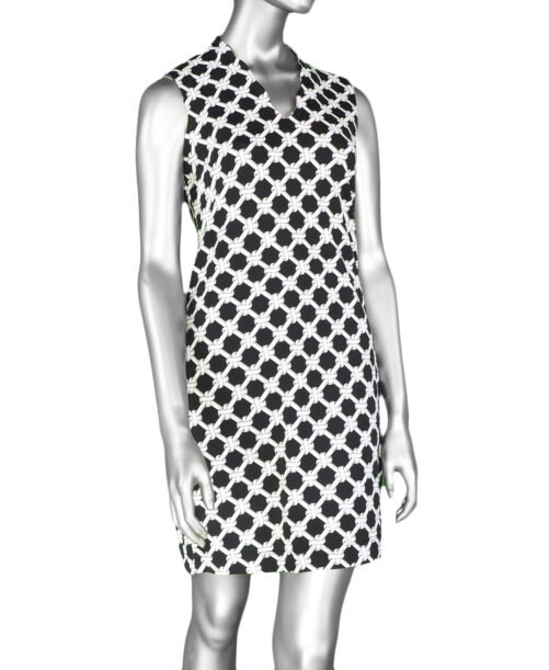 Lulu-B Sleeveless Scallop Neckline Dress- White & Black .  Style: SPX4519P RBLW . 