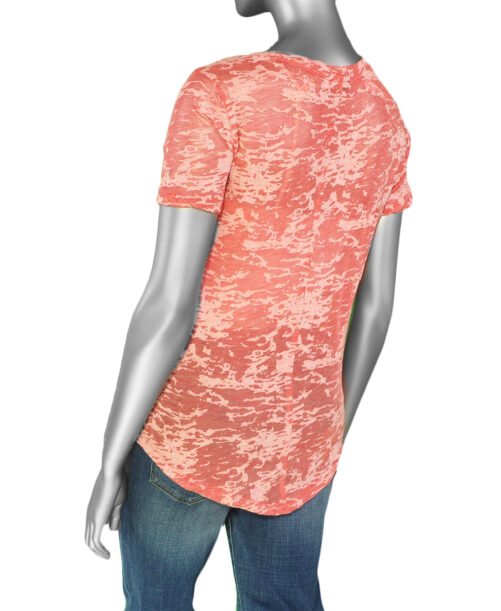 Liverpool Shirred Short Sleeve Burnout- Dessert Blossom . Style: LM8662 Back