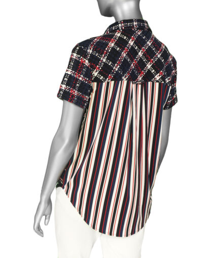 Liverpool Roll Sleeve Blouse- Navy .  Style: LM8723