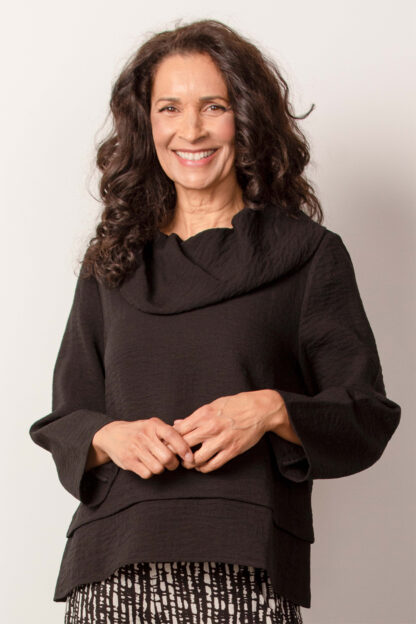 Habitat Express Solid Drape Pullover- Black .  Style: 30623 