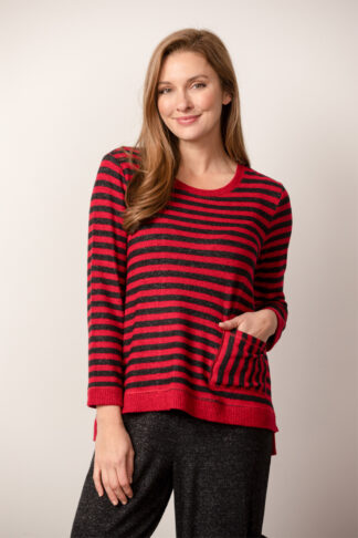 Habitat Super Soft Fleece Pullover- Scarlet Stripe .  Habitat Style: 36015