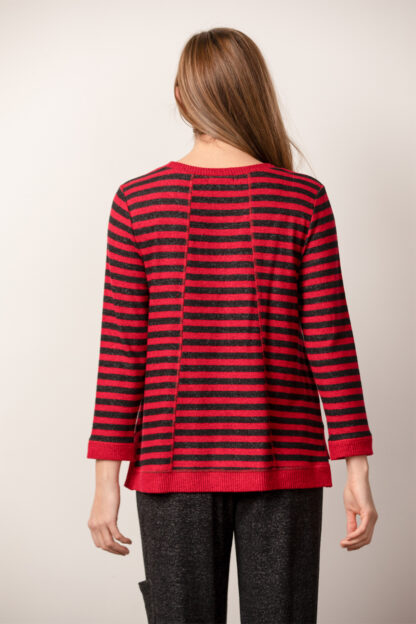 Habitat Super Soft Fleece Pullover- Scarlet Stripe .  Habitat Style: 36015 Back