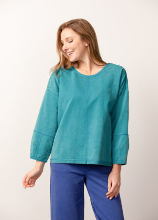 Habitat Lantern Sleeve Pullover- Teal .  Habitat Style: 69221