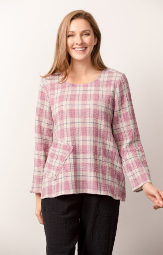 Habitat Plaid Pocket Pull Over- Mulberry .  Habitat Style: 76101 