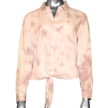 Tribal Roll-Up Sleeve Tie-Front Shirt