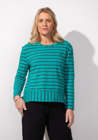 Escape Stripe Pullover- Peacock .  Escape Style: 23024 PPK