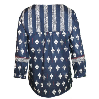Tribal 3/4-Sleeve Blouse with Tassel Ink - Image 2