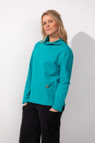 Escape Ocean Front Terry Pocket Pullover- Peacock . Style: 30116 Peacock