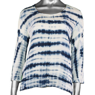 Tribal Woven front Tie Dye Top- Dark Ocean
