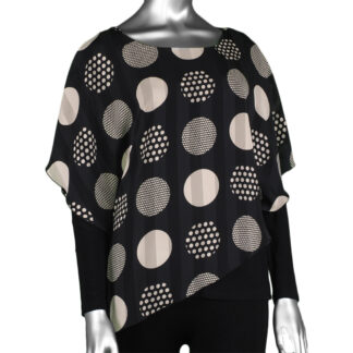 Michael Tyler Long-Sleeve Top with Overlay Black/Beige