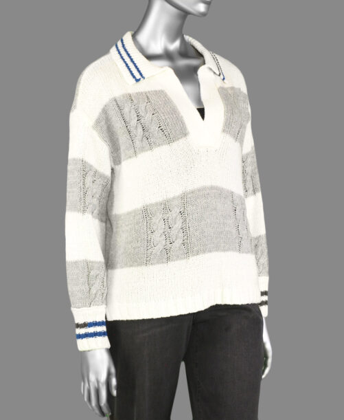 Tribal Polo Sweater- Light Grey Mix . Tribal Style: 1164O-4492-141A