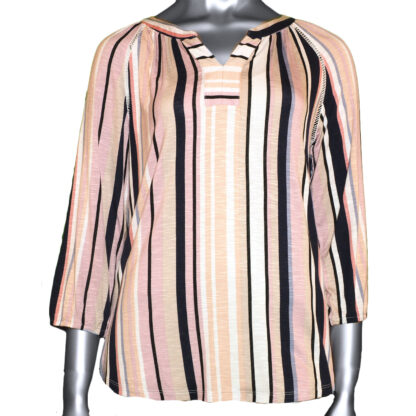 Tribal 3/4-Sleeve Henley Top- Lilac