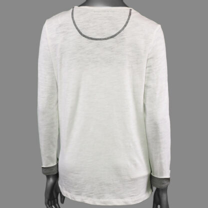 Tribal Long Sleeve Crew Neck Top with Snaps Cream - Image 2