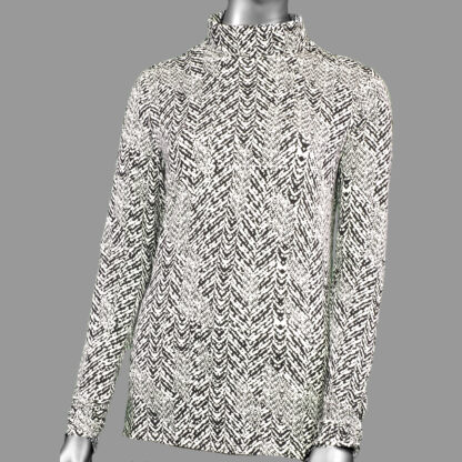 Tribal Turtle-Neck Top Black & Cream