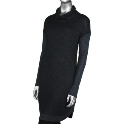 Tribal Cowl Neck Dress with Pockets - Black