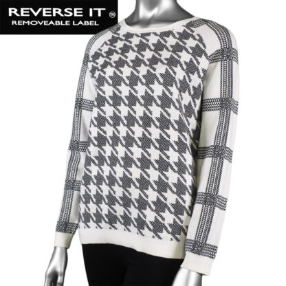 Tribal Women's Reversible Raglan Sleeve Sweater- Black