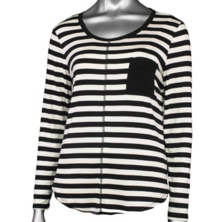 Tribal Top with Pocket Black and Cream Striped