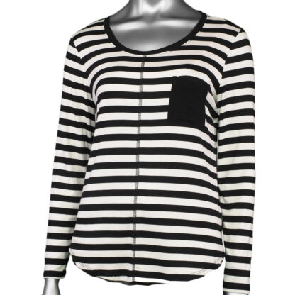 Tribal Top with Pocket Black and Cream Striped