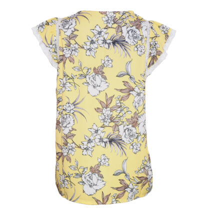 Tribal Ruffle Sleeve Blouse with Lace- Marigold - Image 2