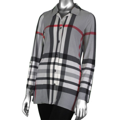 Michael Tyler Tab-Sleeve Grey Plaid Shirt
