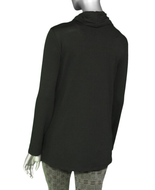 Pure Essence Cowl Neck Pocket Tunic- Black . Style: 112-4852 Black back