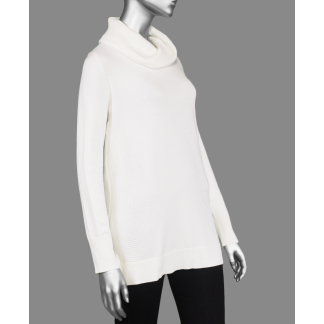 Tribal Cowl Neck Sweater- Cream . Tribal Style: 116O-133-0026