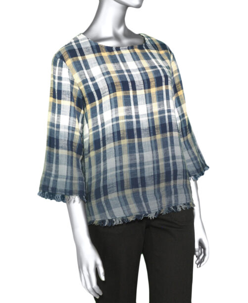 Tribal Bell Sleeve Blouse- Slate Blue . Tribal Style: 7634O-4705-2637 . 