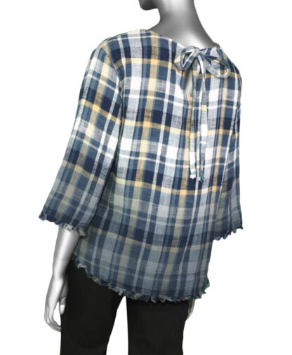 Tribal Bell Sleeve Blouse- Slate Blue . Tribal Style: 7634O-4705-2637 . Back