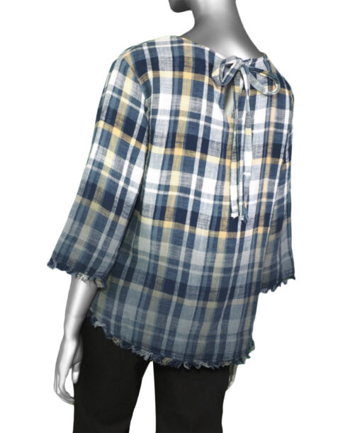 Tribal Bell Sleeve Blouse- Slate Blue . Tribal Style: 7634O-4705-2637 . Back