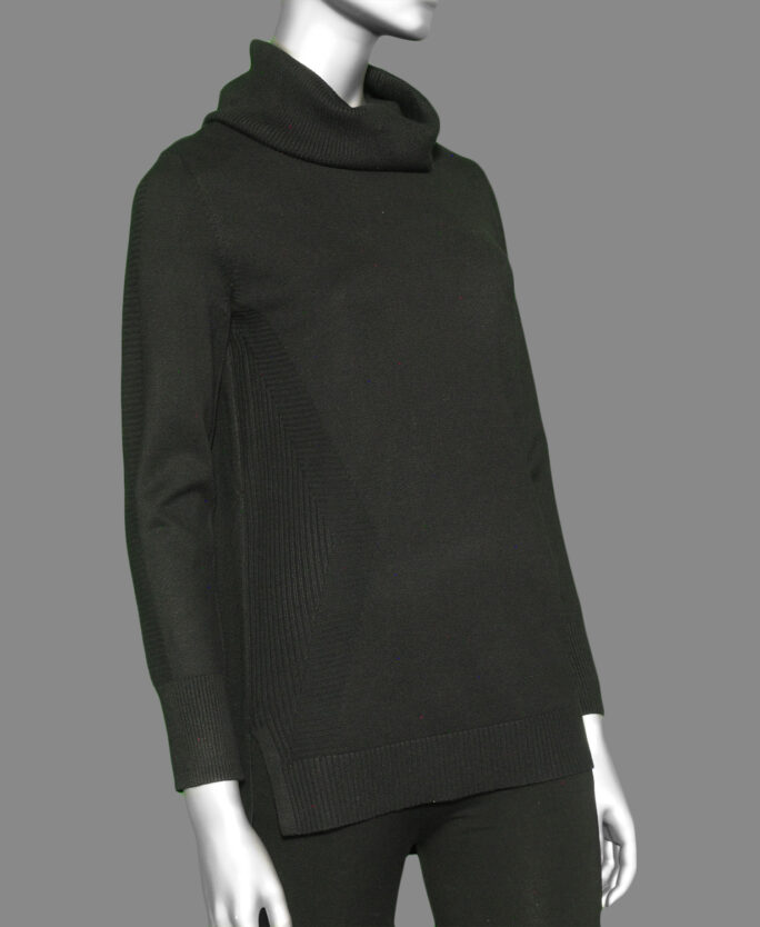 Tribal Cowl Neck Sweater- Black . Tribal Style: 1160O-133-0002