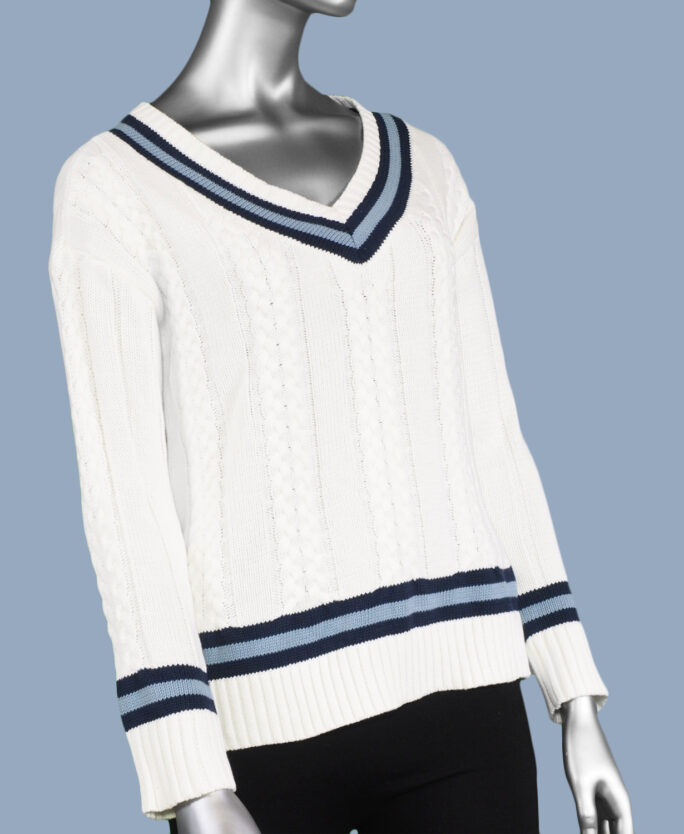 Tribal Cable Varsity Sweater- Eggshell . Tribal Style: 7506O-576-1397