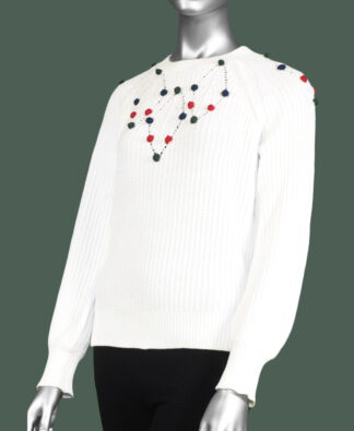 Tribal Sweater with Pompoms- Ecru Multi . Tribal Style : 7521O-5167-2043