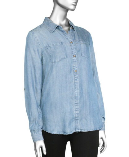 Charlie B Tencel Blouse- Medium Blue . Style #:C4456-249B