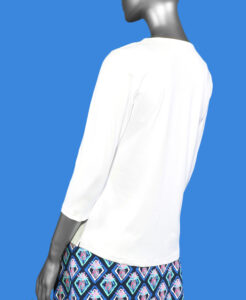 Lulu-B V-Neck Top- White. Style: SPX0471S WHT .  Back