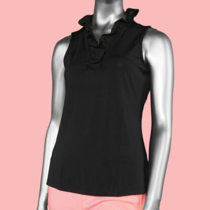 Lulu-B Ruffle Sleeveless Top- Black