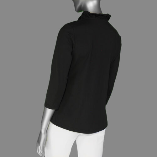 Lulu-B Ruffled Neck Top- Black . Style: SPX0792S BLK . Back