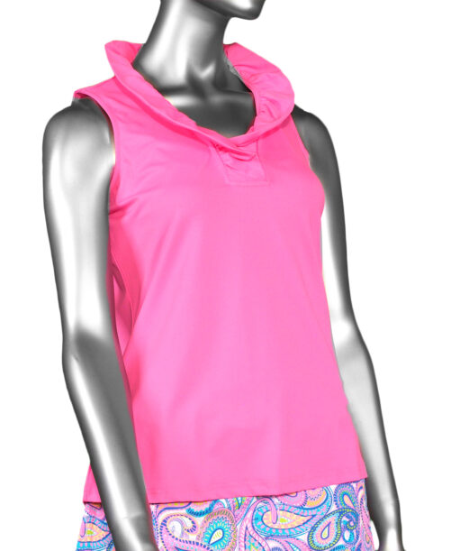 Lulu-B Ruffle Sleeveless Top- Clear Pink. Style: SPX0753S BHP .