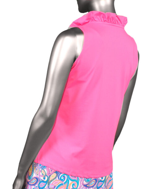 Lulu-B Ruffle Sleeveless Top- Clear Pink. Style: SPX0753S BHP . Back