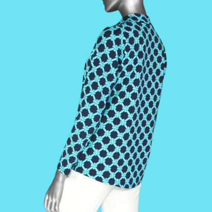 Lulu-B High Neck Zip Pull-Over- Turquoise & Navy - Image 2