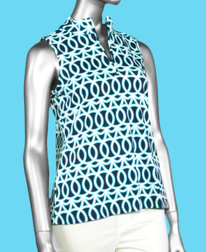 Lulu-B Zip Top- Navy & Turquoise . Style: SPX5211P GCNY  .