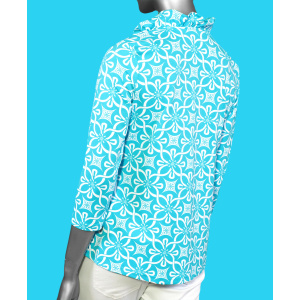 Lulu-B Ruffled Neck Top- Tahitian Turquoise .  Style: SPX0792P GFNT . Back