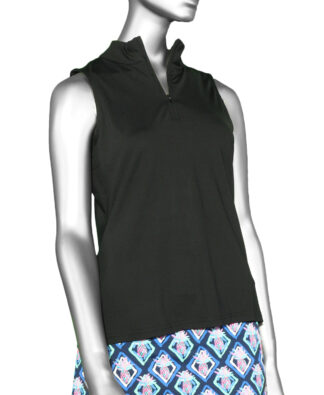 Lulu-B Sleeveless Zip- Black . Style: SPX5211 BLK