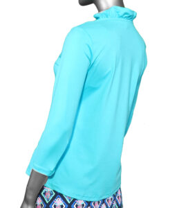 Lulu-B Ruffled Neck Top- Clear Turquoise . Style: SPX0792S TQCL . Back