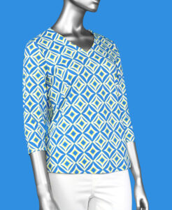 Lulu-B V-Neck Top Geo Shapes- Peri/ Lime/White .  Style: SPX0471S GKPW .